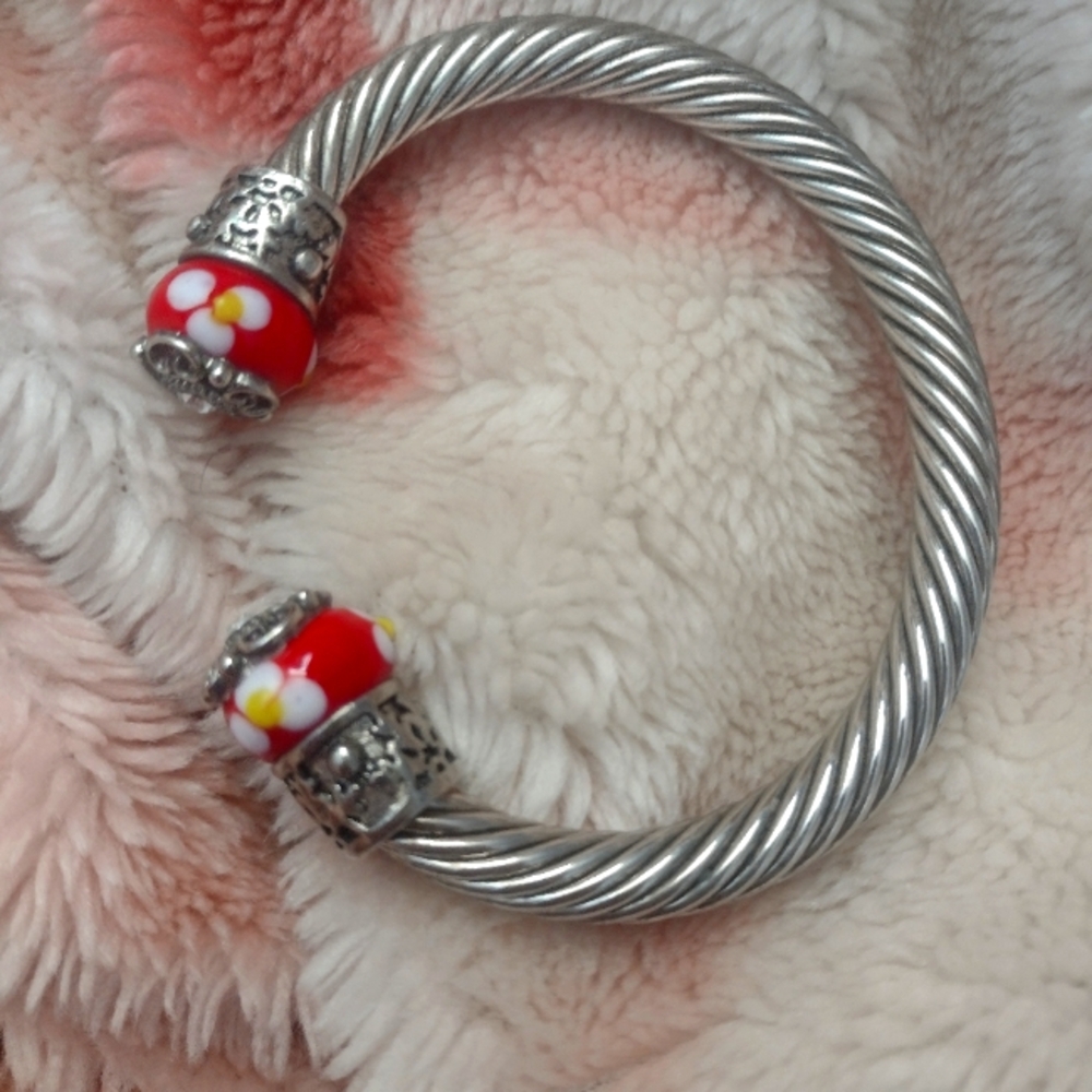 Silver Cable Cuff Bracelet